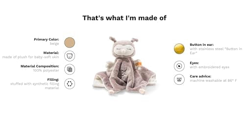 Steiff Ollie Eule Schmusetuch rosebraun-Creme 26 cm, Kuscheltier für Babys, Soft Cuddly Friends, weich