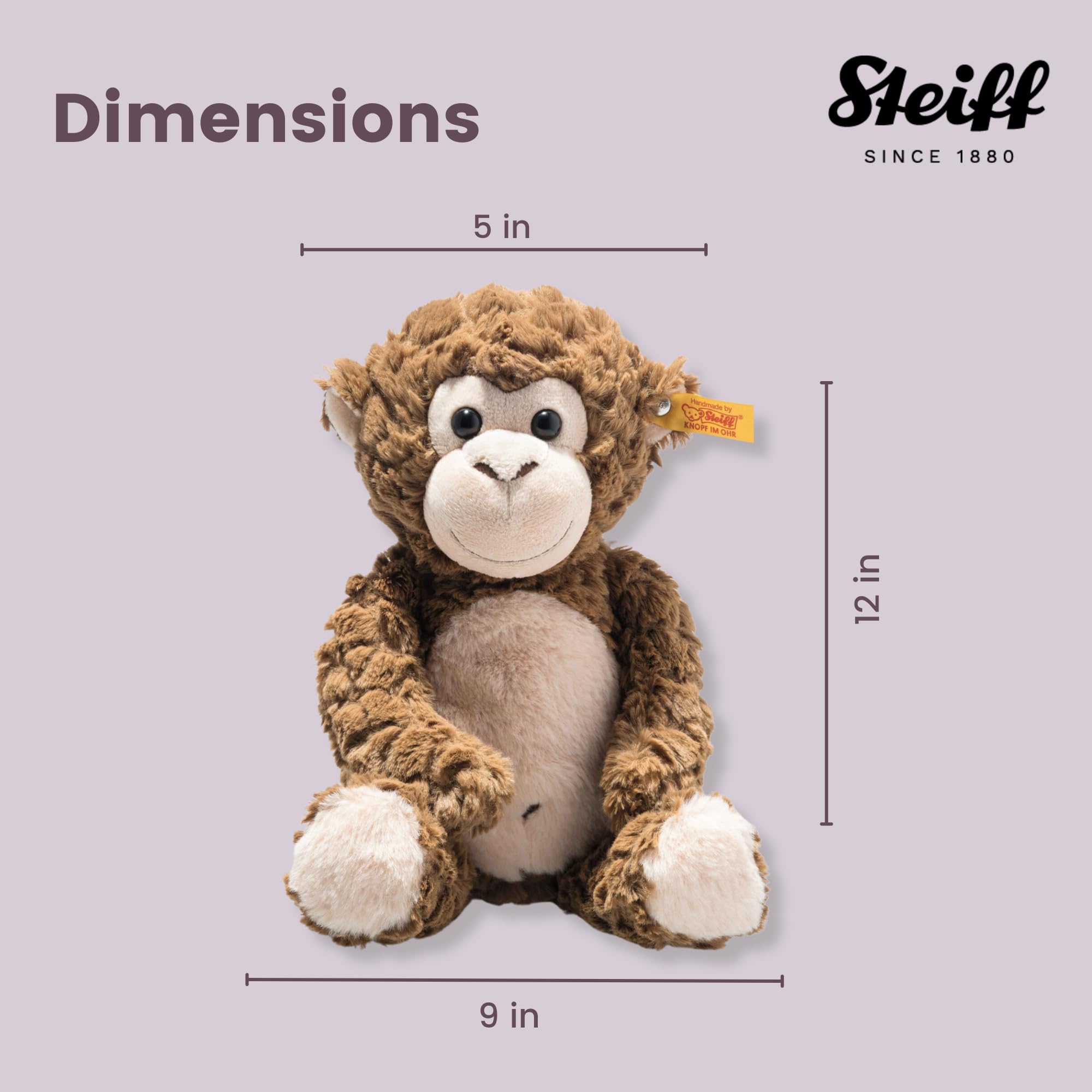 Steiff Bodo Affe 30 cm, Plüsch-Affe, Soft Cuddly Friends, Kuscheltier für Kinder, aus kuschelweichem Plüsch
