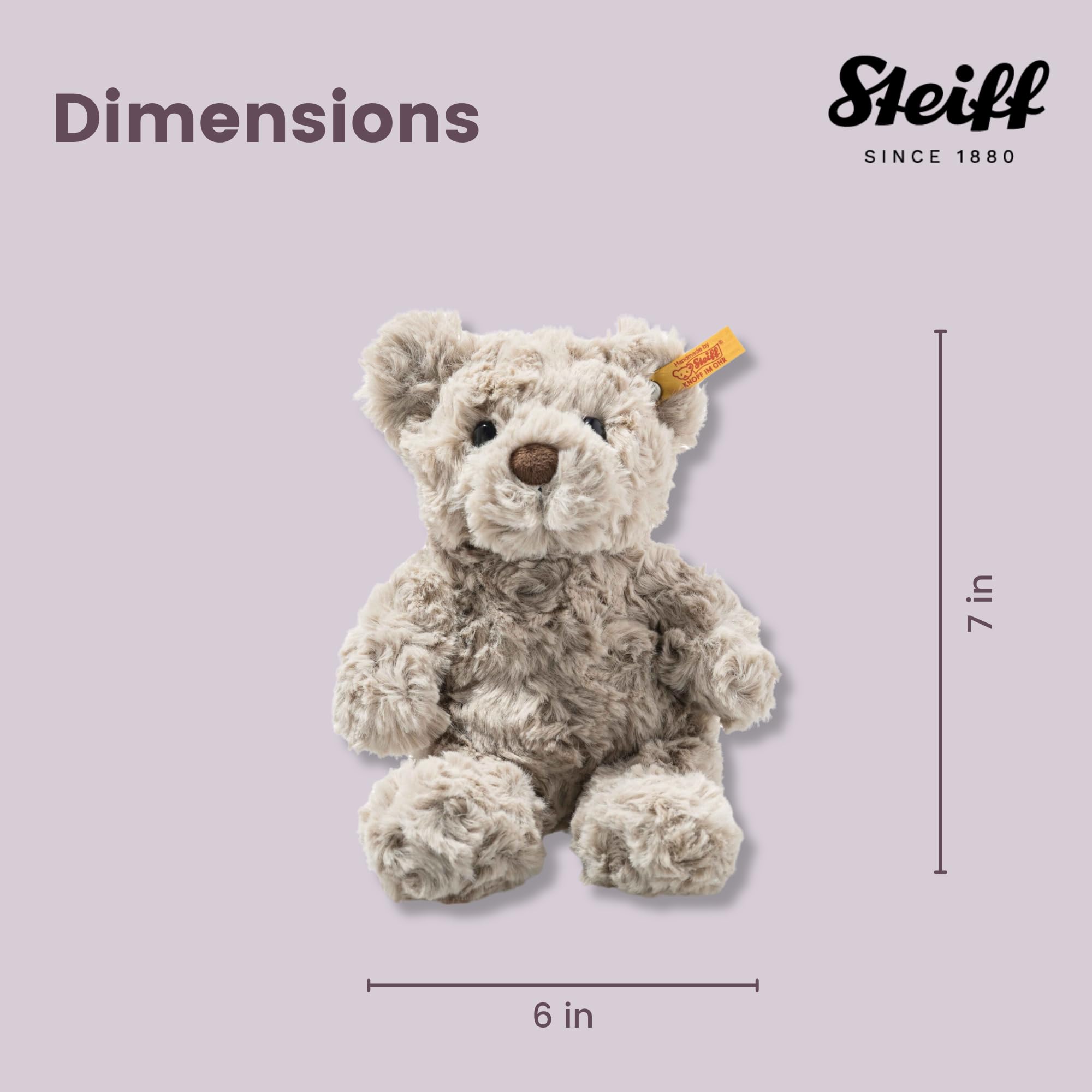 Steiff Soft Cuddly Friends Honey Teddybär hellgrau 18 cm, Teddy aus flauschigem Plüsch, Grau